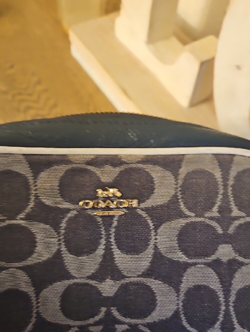 Coach Gray/Denim Signature Canvas Crossbody with Cream Trim - Picture 4 of 5